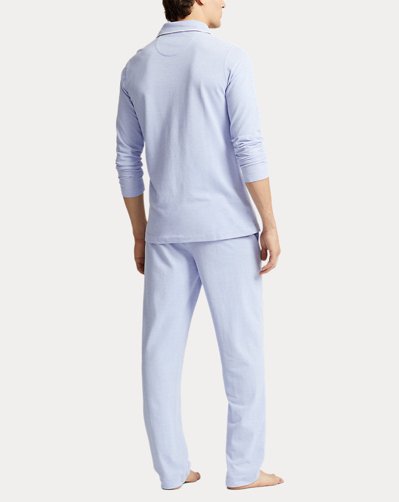 Cotton Mesh Pyjama Set Blue
