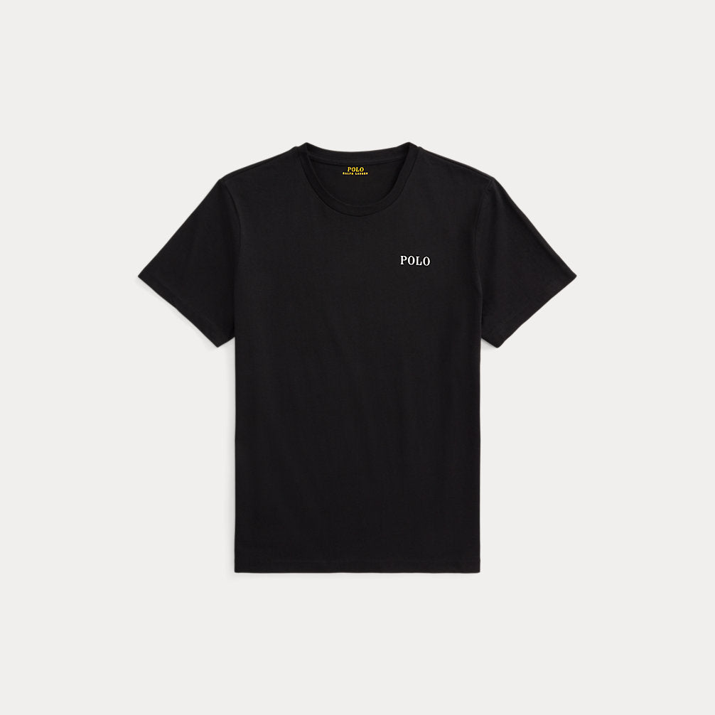 Cotton Jersey Sleep Shirt Polo Black Polo Tee