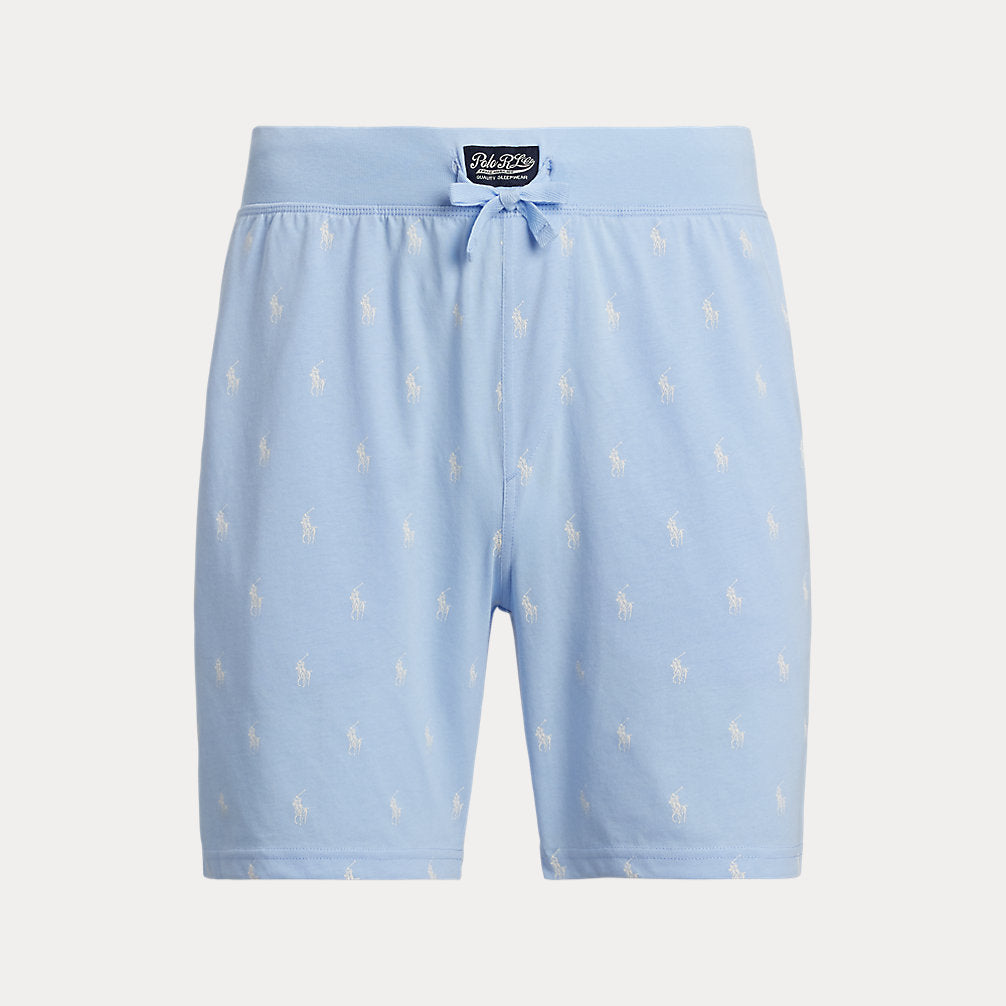 Slim Polo Pony Cotton Jersey Sleep Short Office Blue