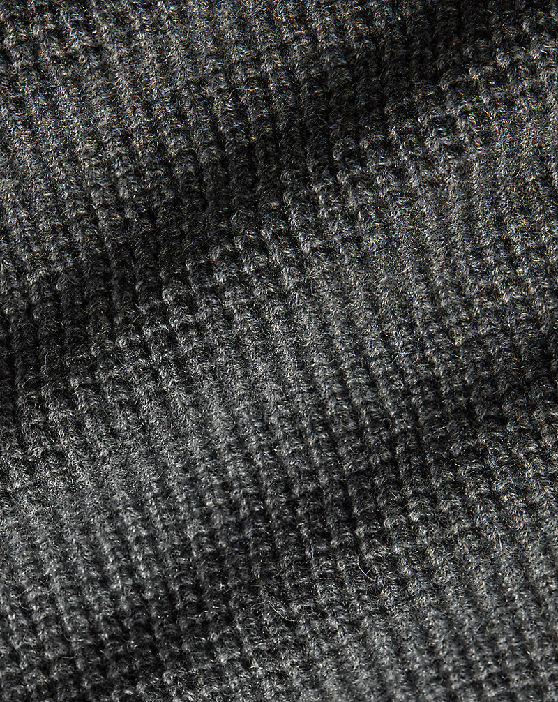 Waffle-Knit Cashmere Cardigan Dark Grey Heather