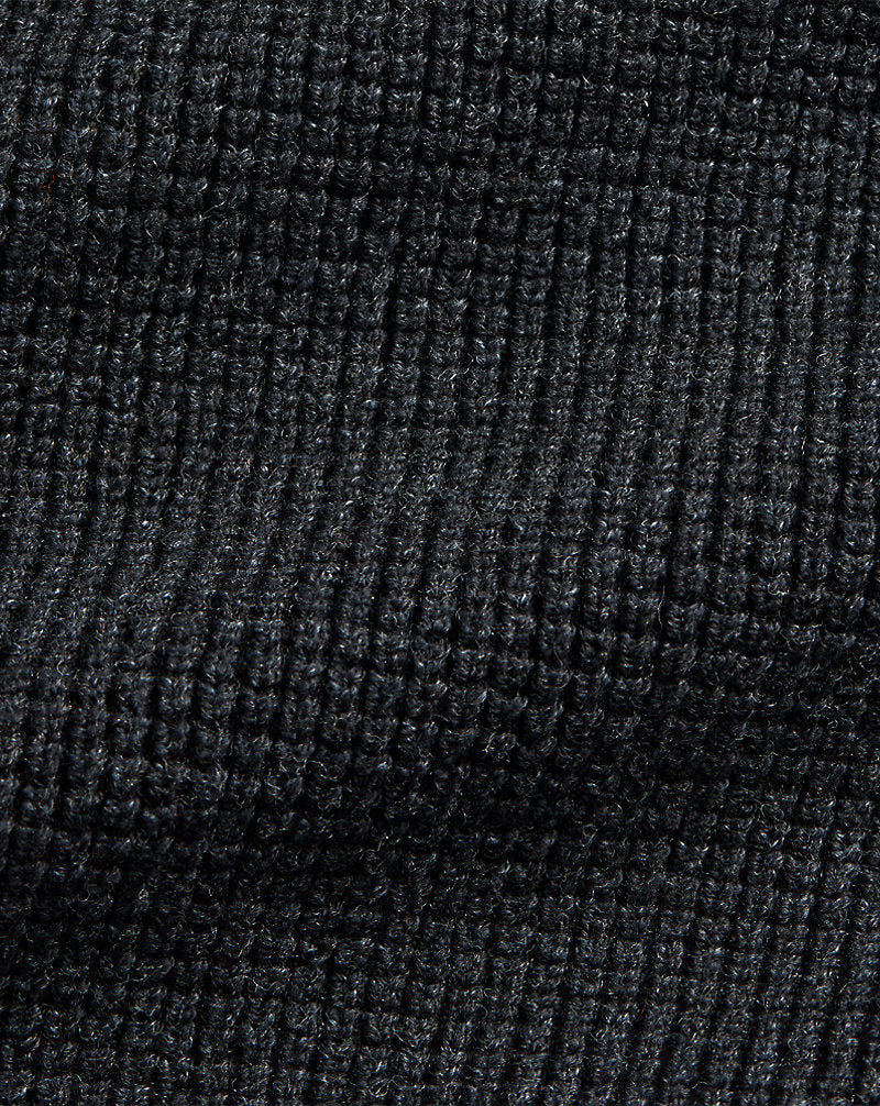 Waffle-Knit Cotton-Wool Jumper Black Heather