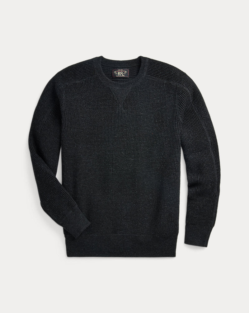Waffle-Knit Cotton-Wool Jumper Black Heather