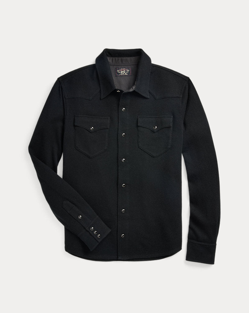 Wool-Cashmere Western Shirt Jumper Black