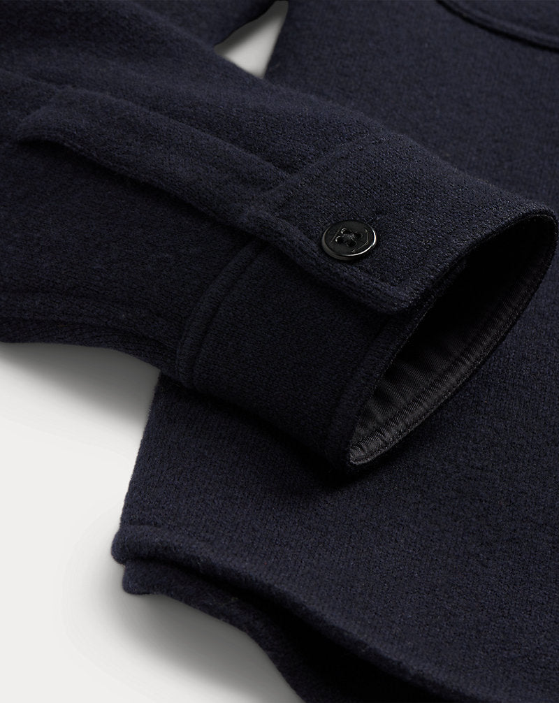 Birdseye Jacquard Wool Workshirt Jumper Navy