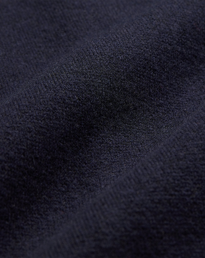 Birdseye Jacquard Wool Workshirt Jumper Navy
