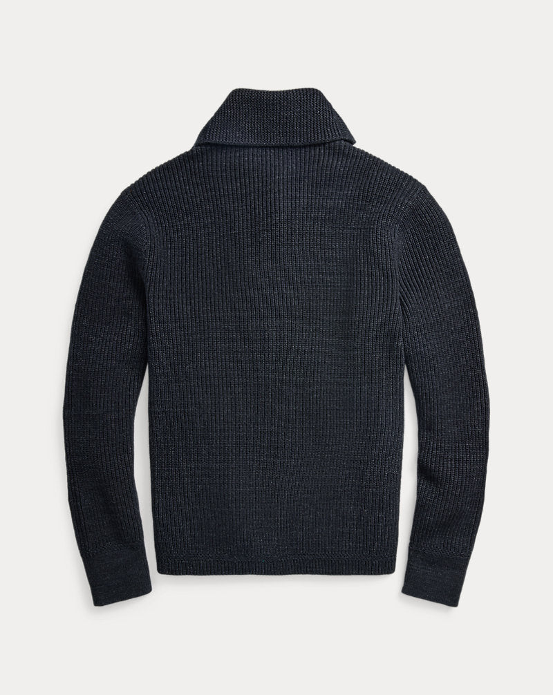 Cotton Shawl-Collar Cardigan Dark Navy Heather