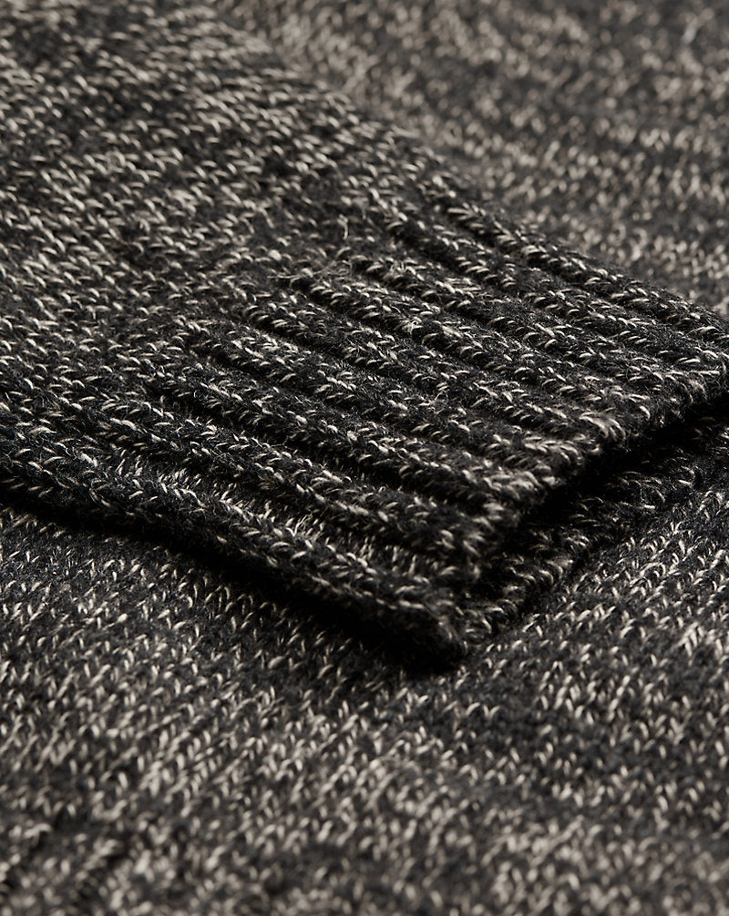 Marled Wool-Blend Roll Neck Jumper Black/Cream Marl