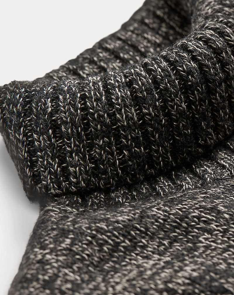 Marled Wool-Blend Roll Neck Jumper Black/Cream Marl