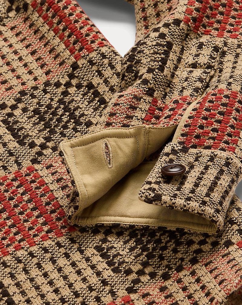Wool Jacquard Overshirt Jumper Red/Black/Tan