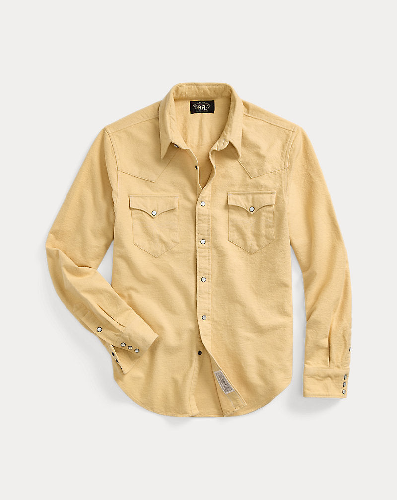 Slim Fit Chamois Western Shirt Faded Yellow