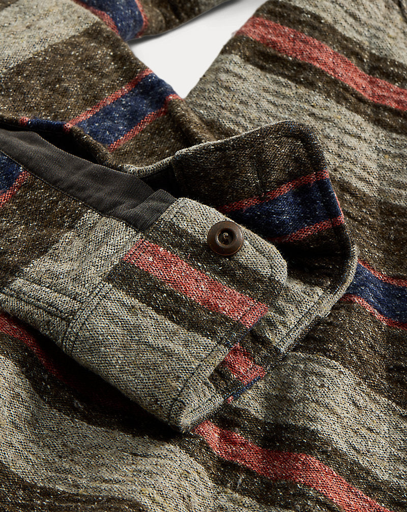 Striped Double Cloth Workshirt Brown Multi