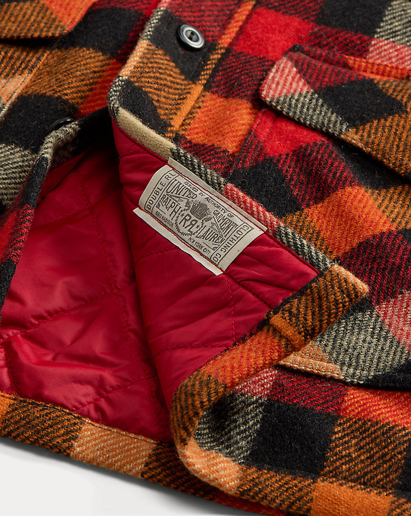 Checked Wool Overshirt Red/Orange Multi