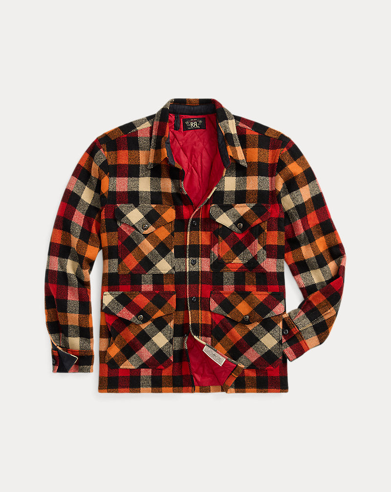 Checked Wool Overshirt Red/Orange Multi