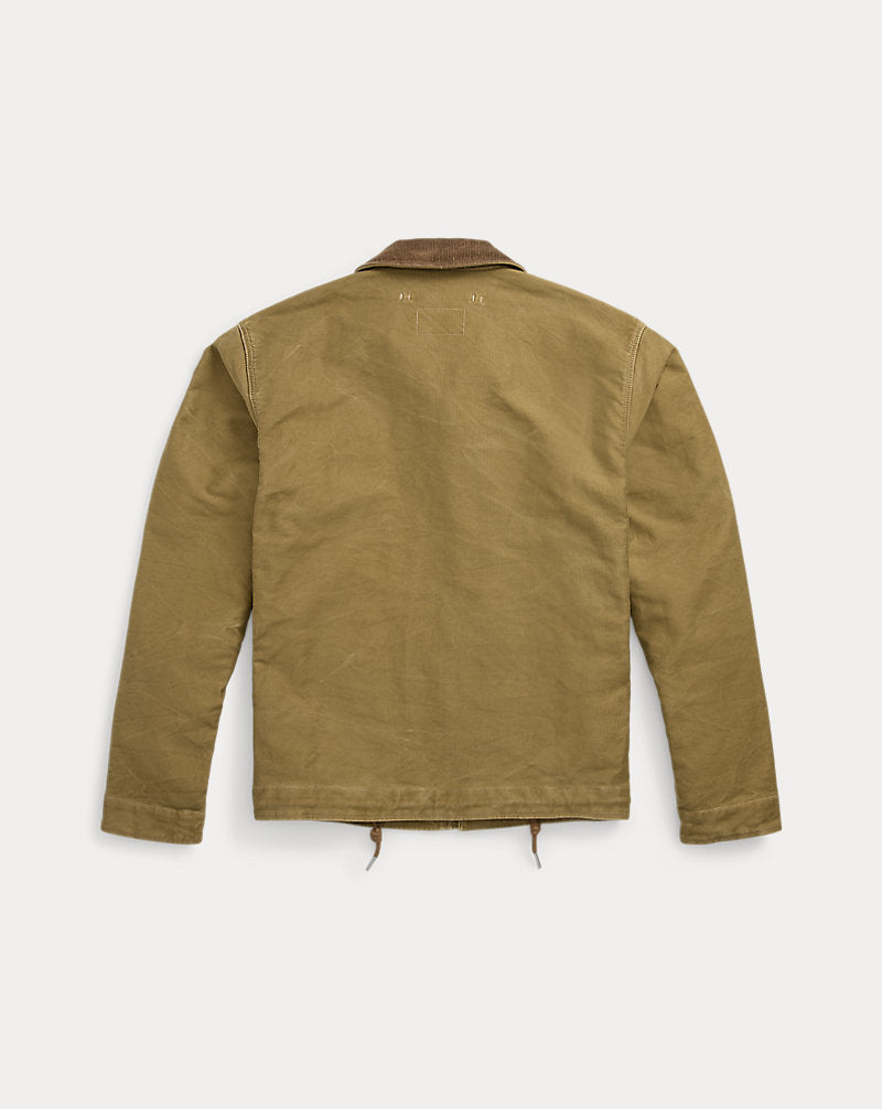 Corduroy-Collar Cotton Deck Jacket Khaki Drab