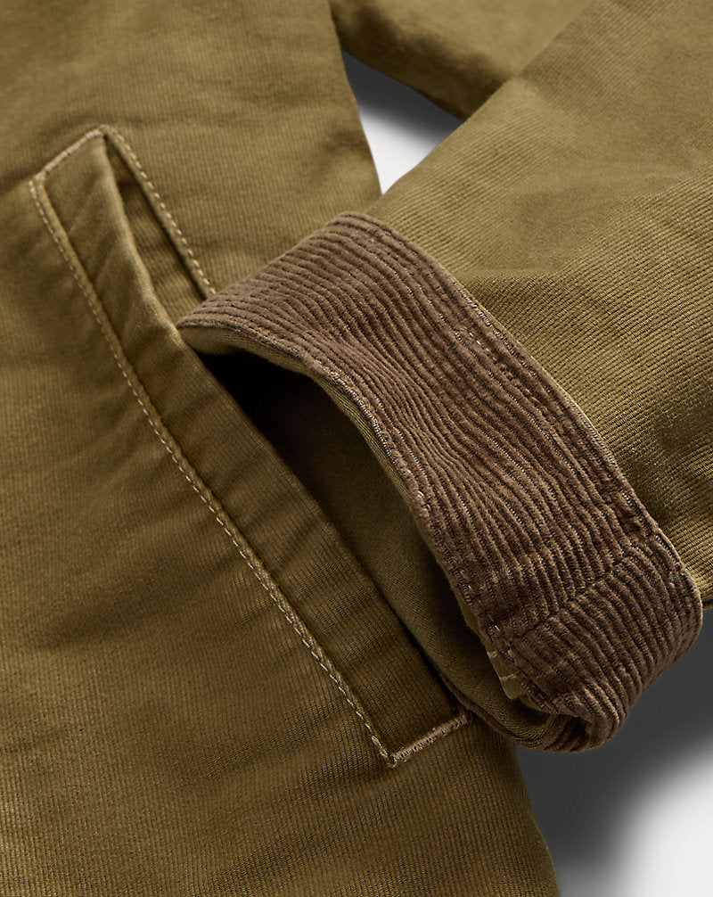 Corduroy-Collar Cotton Deck Jacket Khaki Drab