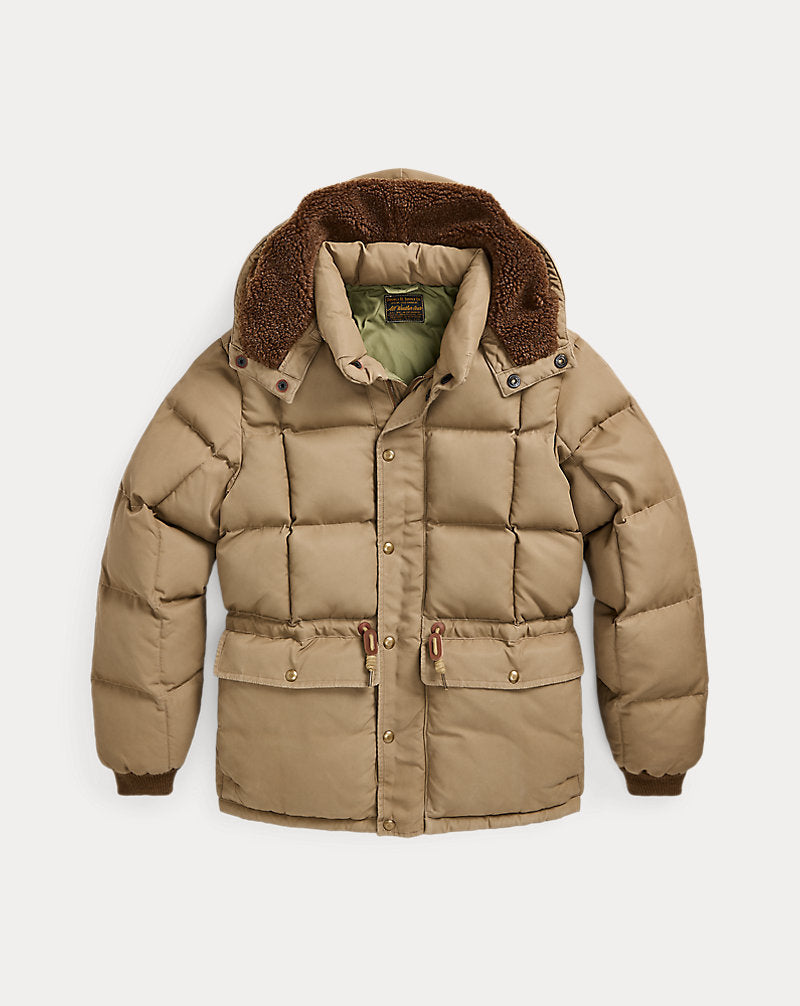 Quilted Hooded Jacket Vintage Khaki