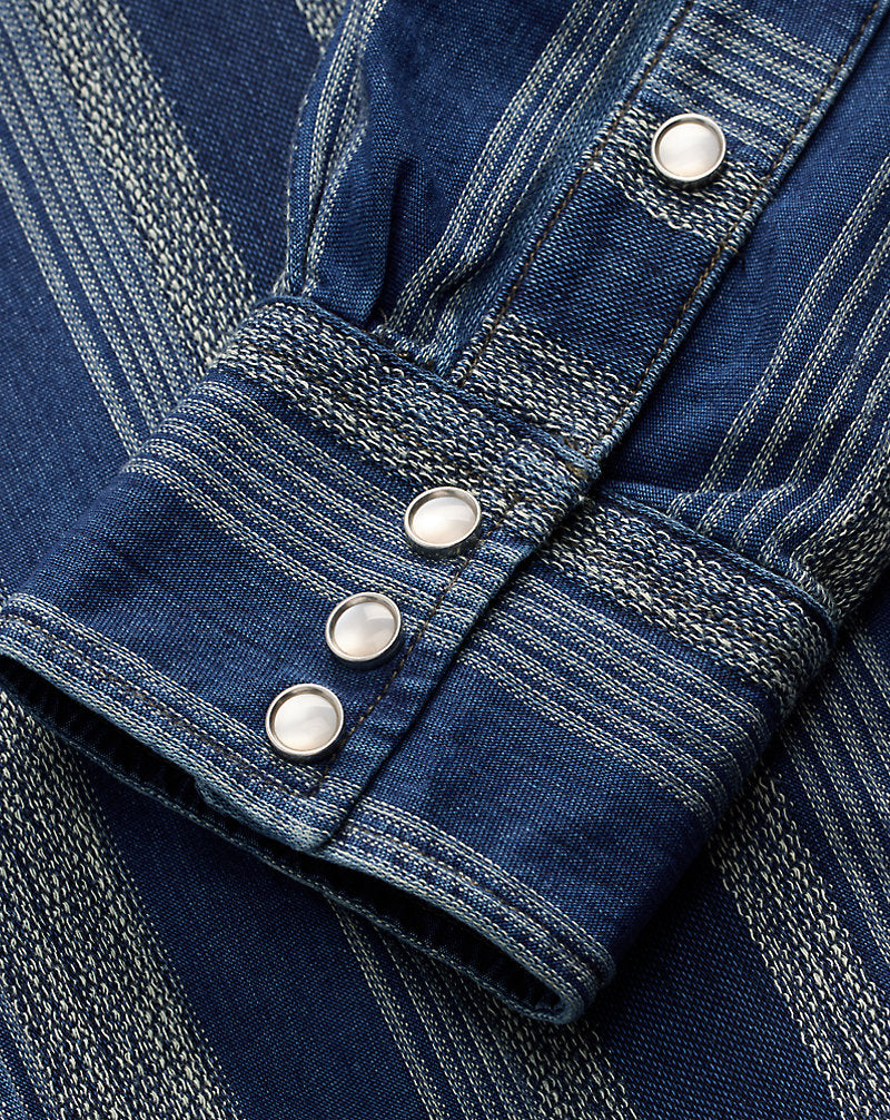 Slim Fit Indigo Striped Western Shirt Indigo/Multi