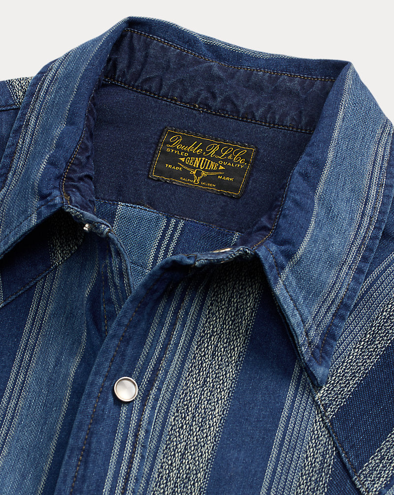 Slim Fit Indigo Striped Western Shirt Indigo/Multi