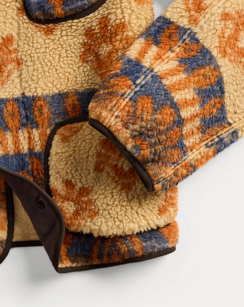 Wool-Blend Pile Fleece Jacket Orange/Multi