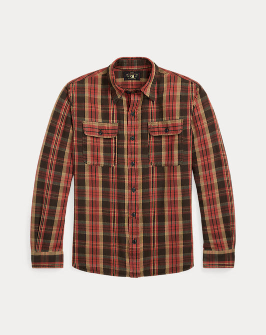 Karo-Twill-Arbeitshemd Rot/Schwarz Multi