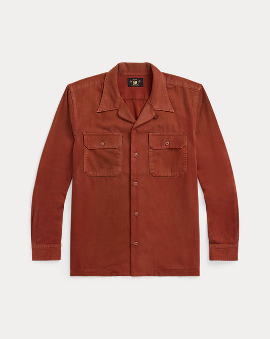 Camp-Hemd aus Twill, garment-dyed, in Ziegelrot