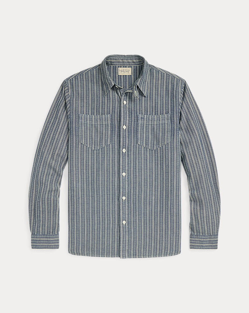 Striped Dobby-Chambray Workshirt Indigo/Cream