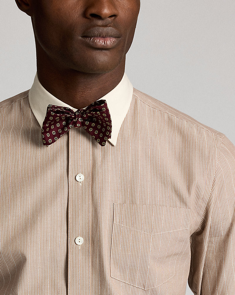 Slim Fit Striped Dobby Shirt Rust Multi