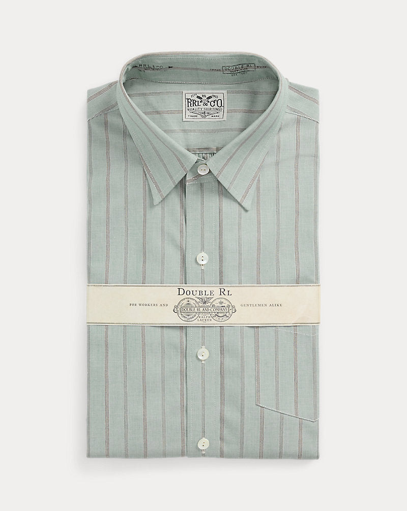 Slim Fit Striped Dobby Shirt Green Multi
