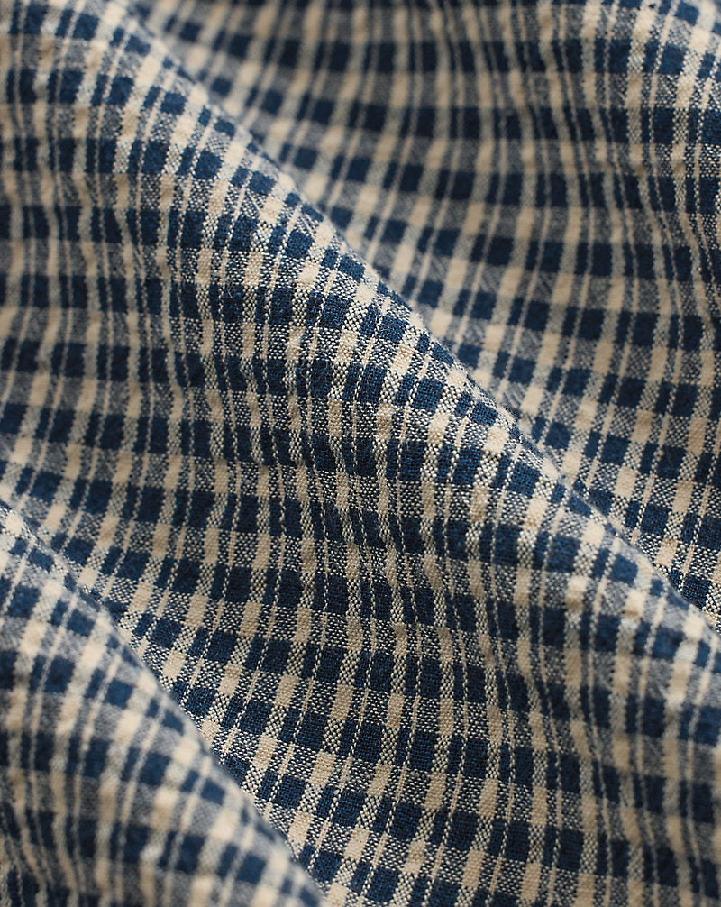 Indigo Checked Seersucker Workshirt Indigo Check