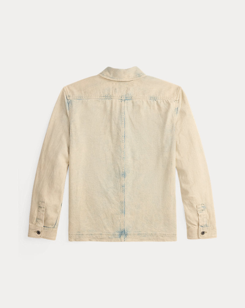 Washed Indigo Selvedge Denim Overshirt Faded Indigo