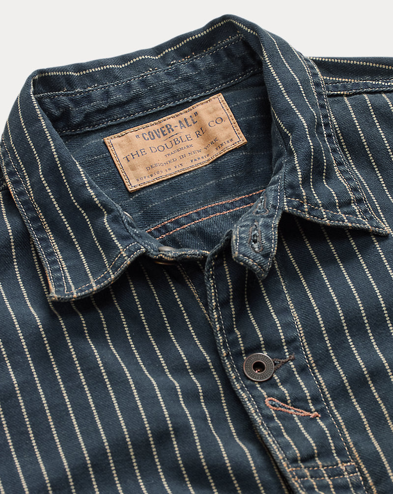 Indigo-Dot-Stripe-Twill-Overall Indigowaschung