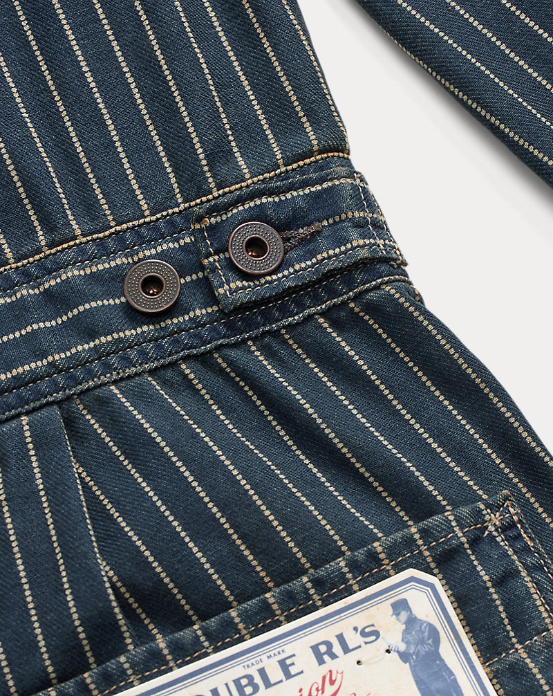 Indigo-Dot-Stripe-Twill-Overall Indigowaschung