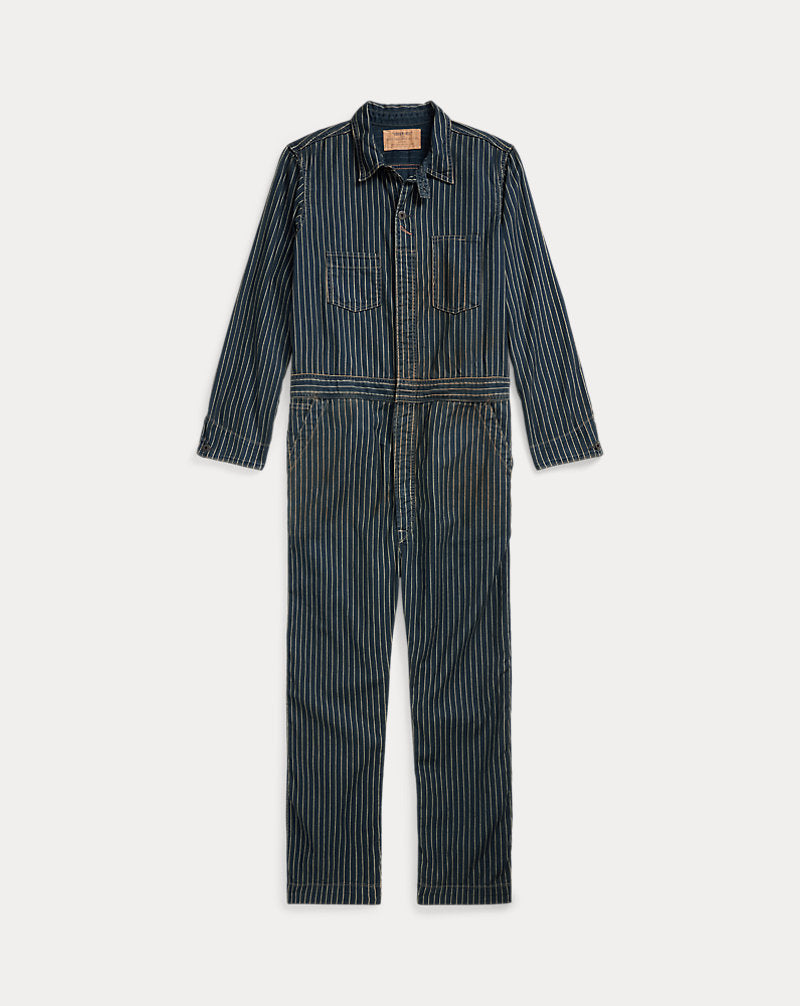 Indigo-Dot-Stripe-Twill-Overall Indigowaschung