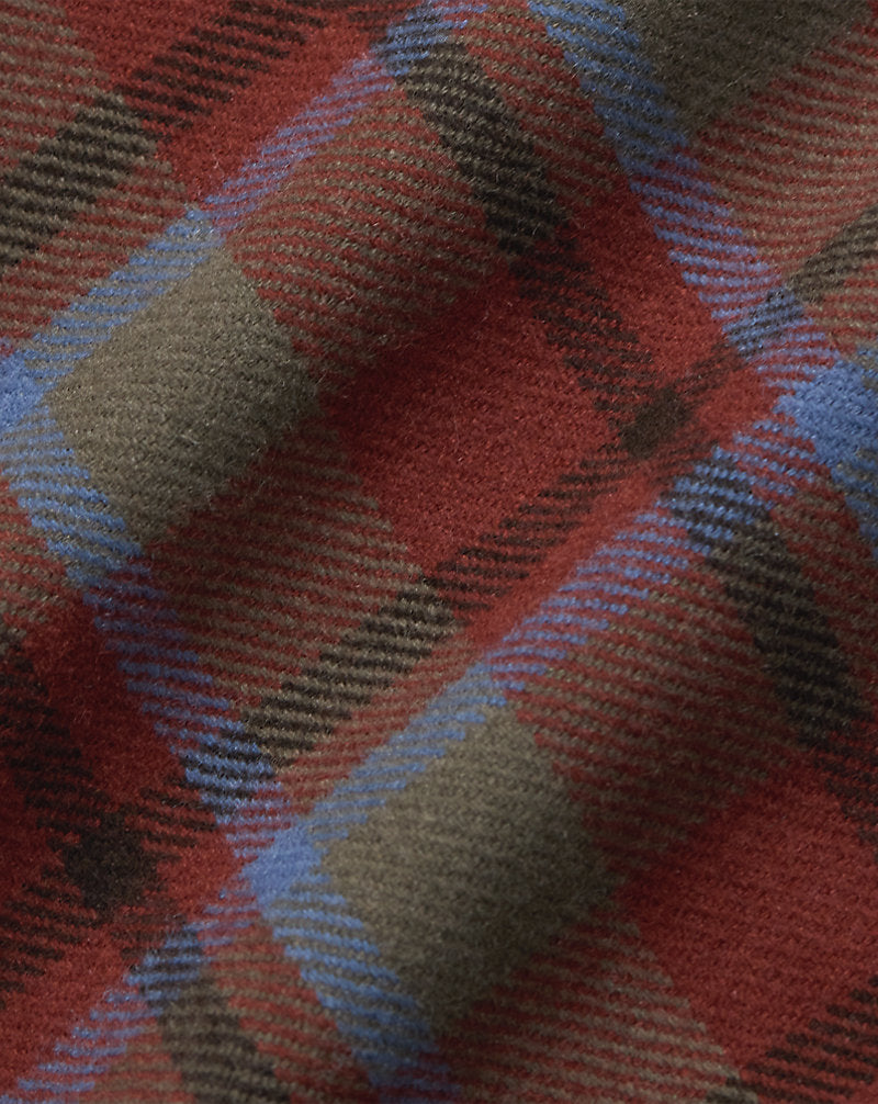 Plaid Wool Twill Shirt Jacket Maroon Plaid