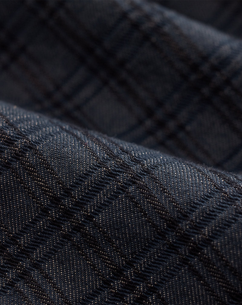 Plaid Jacquard Denim Jacket Navy Multi