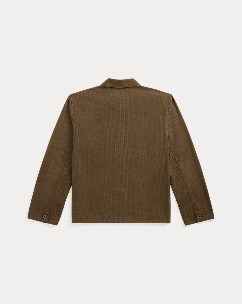 Striped Twill Utility Jacket Vintage Brown