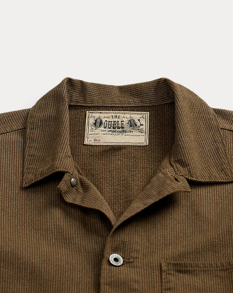 Striped Twill Utility Jacket Vintage Brown
