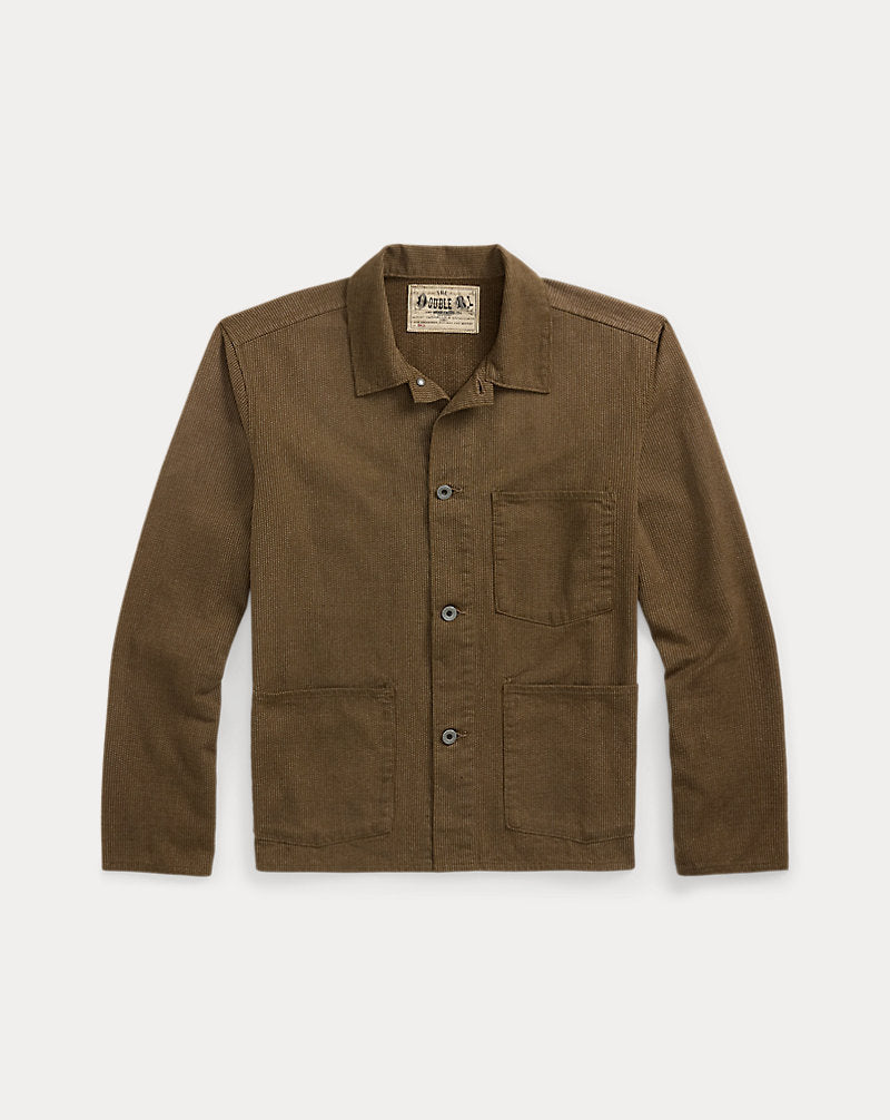 Striped Twill Utility Jacket Vintage Brown