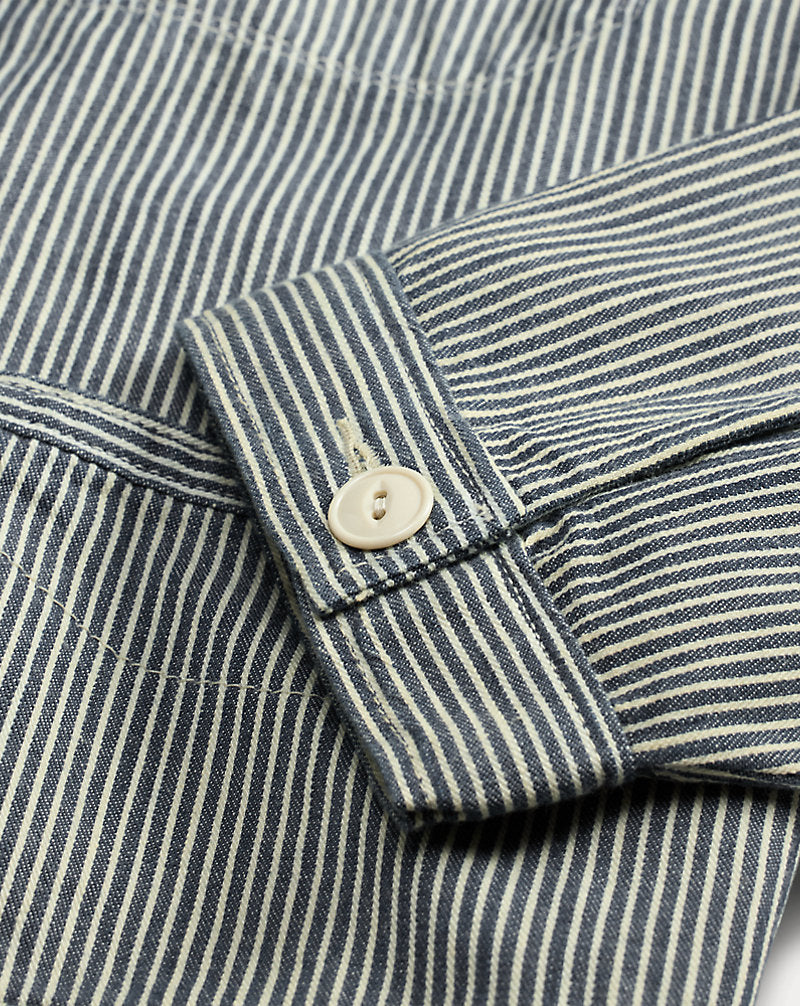 Indigo Striped Twill Hooded Jacket Navy Multi