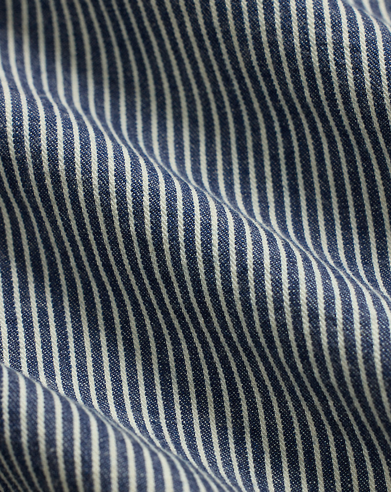 Indigo Striped Twill Hooded Jacket Navy Multi