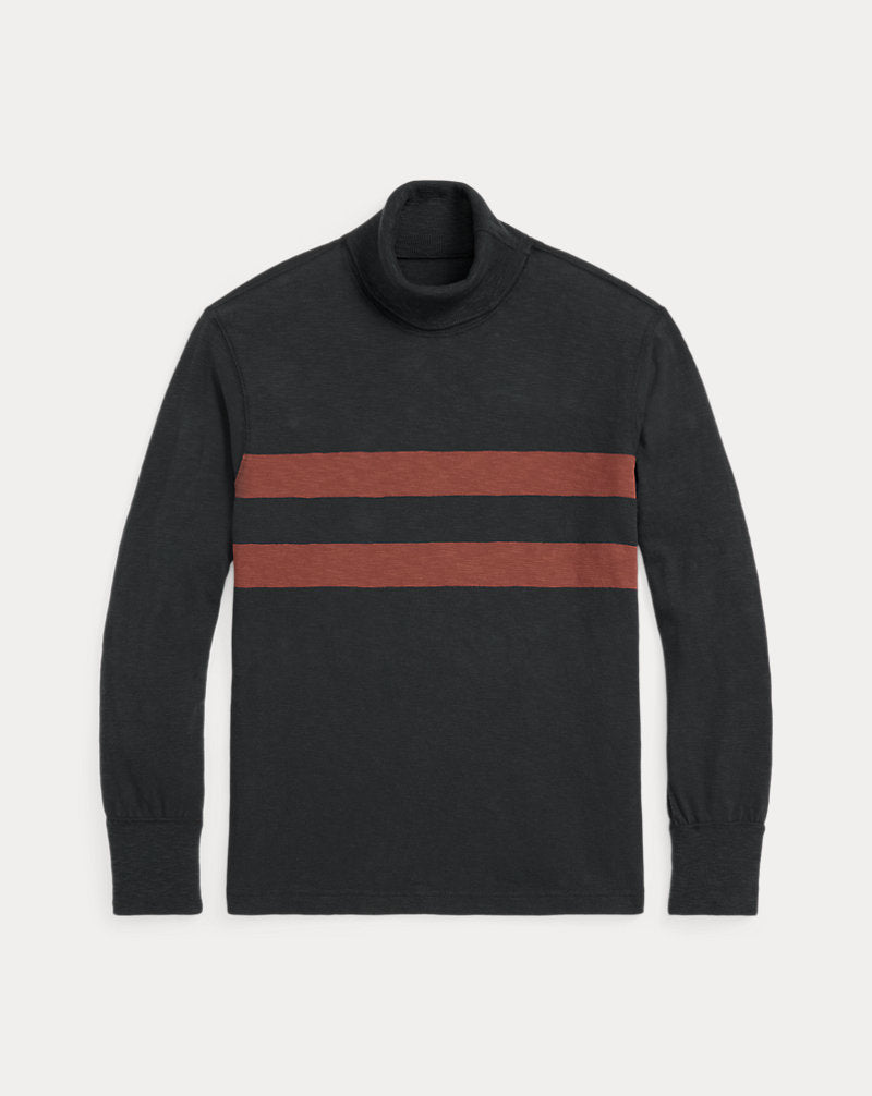 Striped Jersey Roll Neck Navy Multi