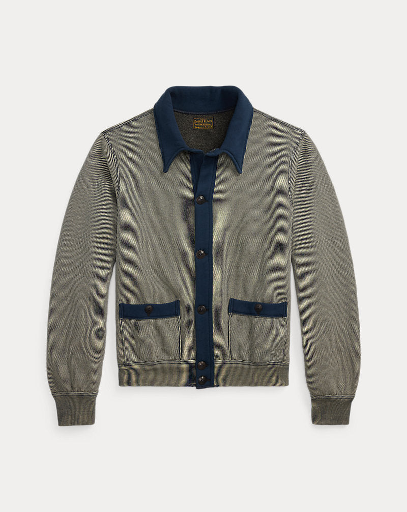 Striped Jacquard-Knit Cardigan Navy Multi