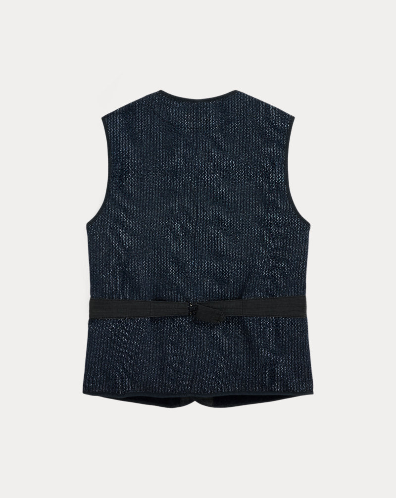 Print Indigo Fleece Waistcoat Navy Multi