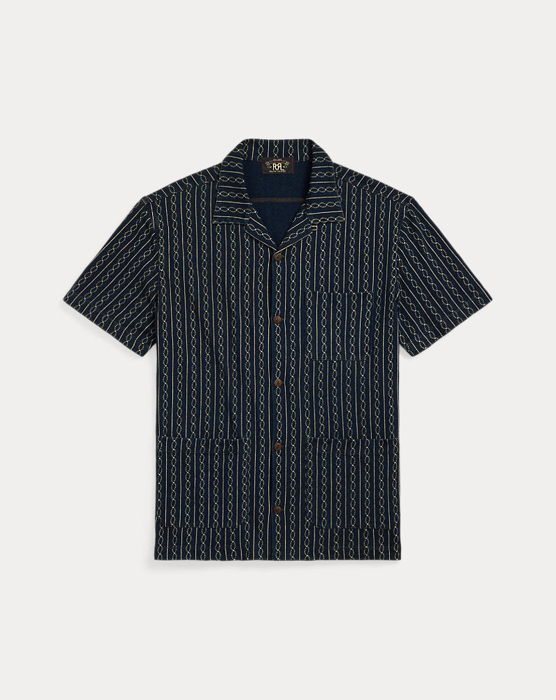 Indigo Print Jersey Camp Shirt Indigo Multi