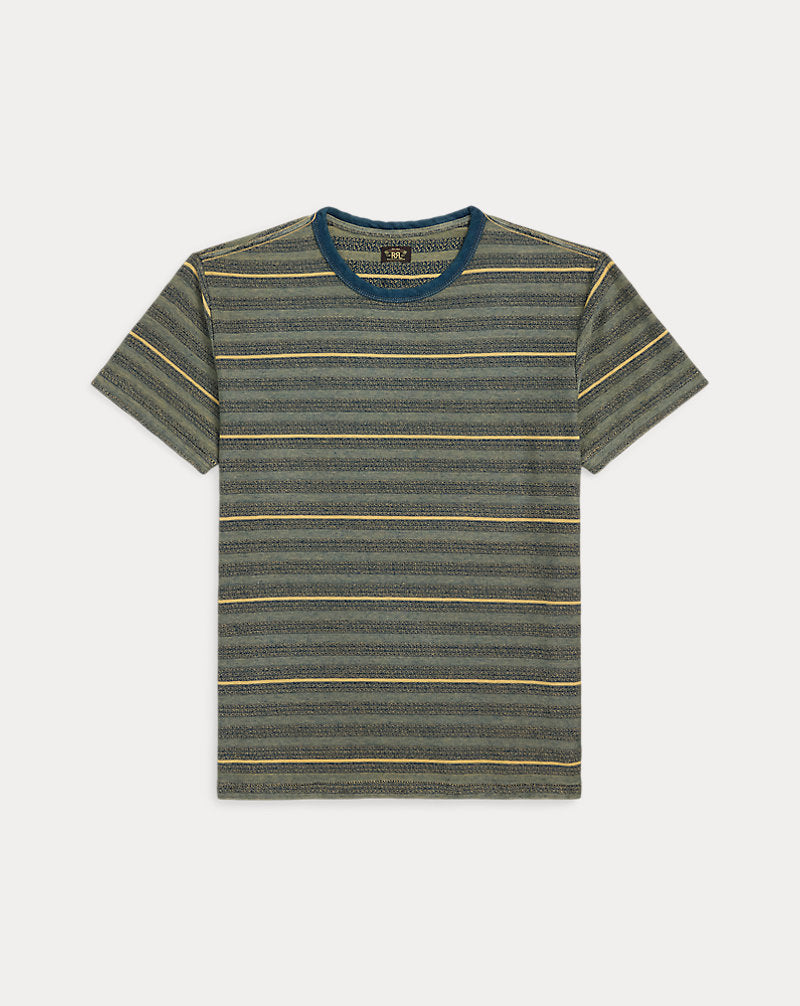 Indigo Striped Jacquard T-Shirt Cream/Multi
