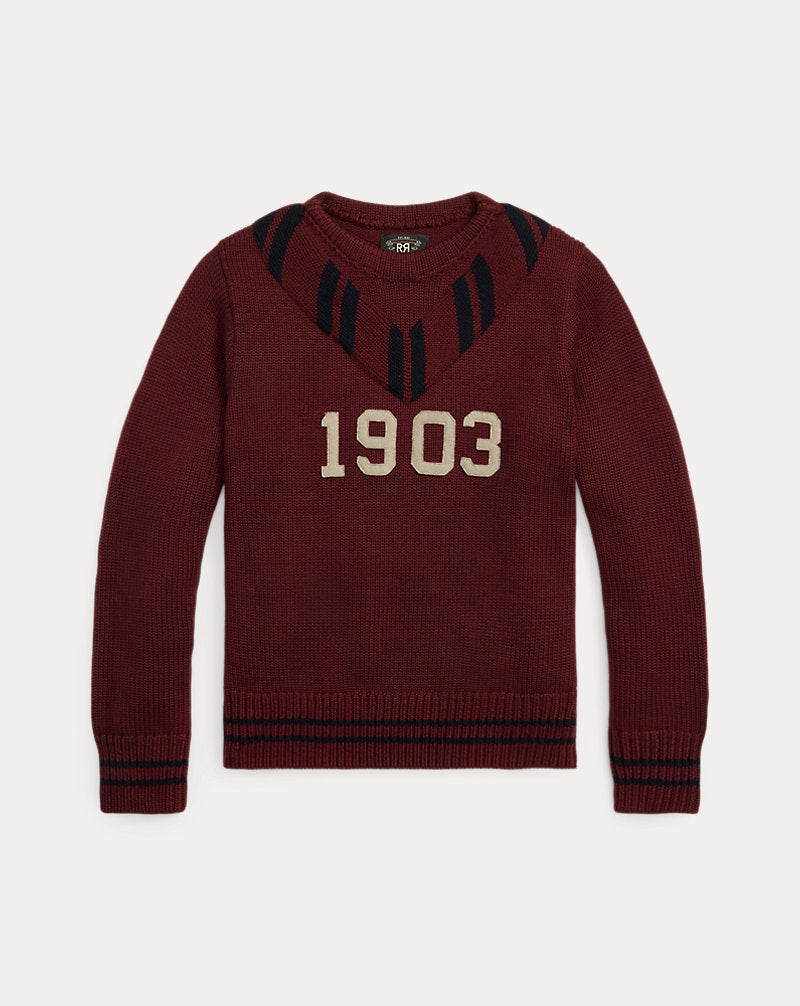 Appliqu¨¦d Wool Jumper Maroon/Navy