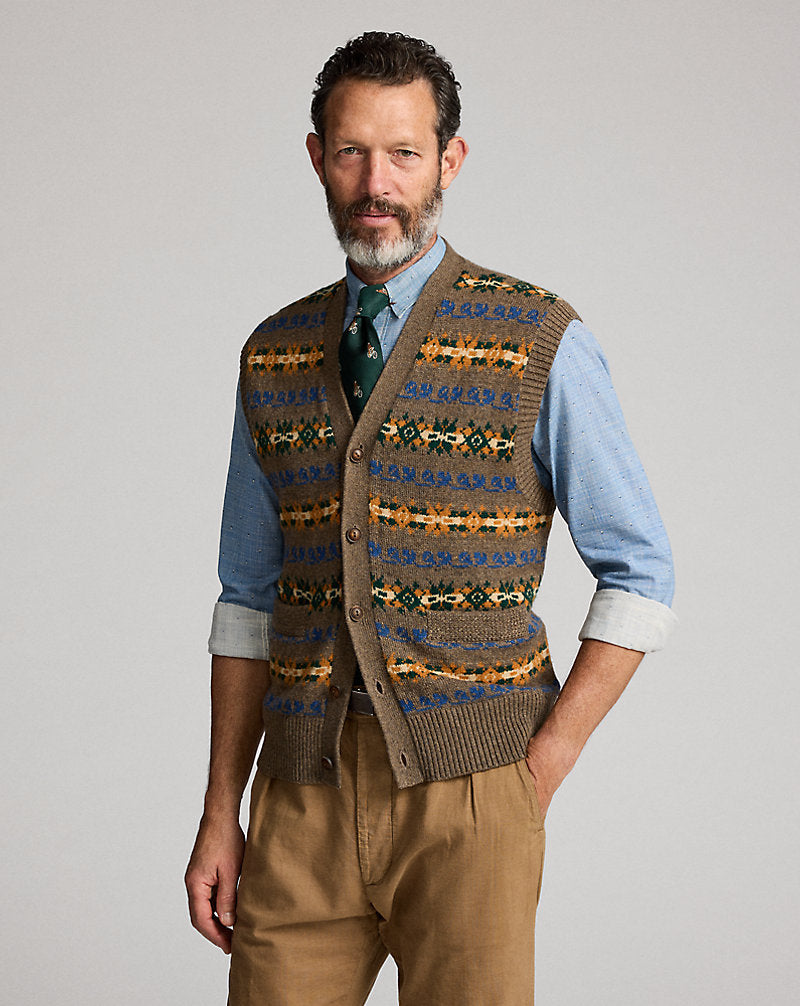 Fair Isle Wool-Blend Sleeveless Jumper Tan Multi