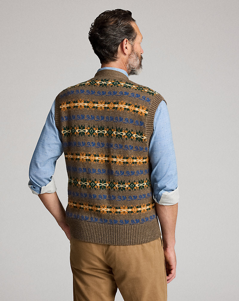 Fair Isle Wool-Blend Sleeveless Jumper Tan Multi