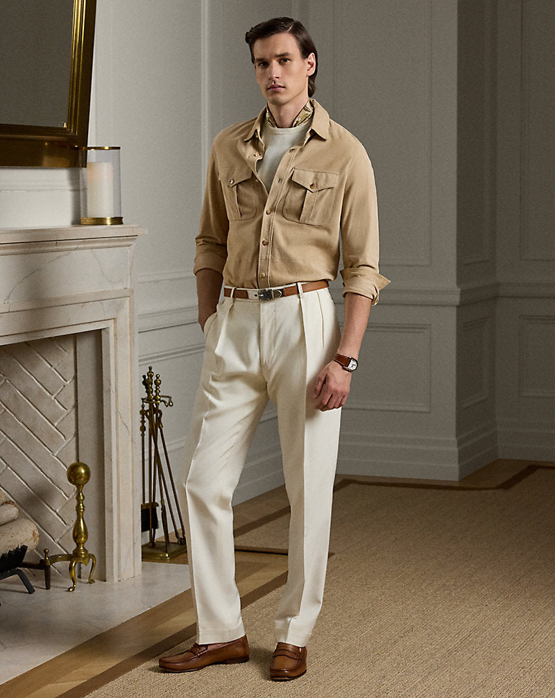 Suede Overshirt Oyster Tan