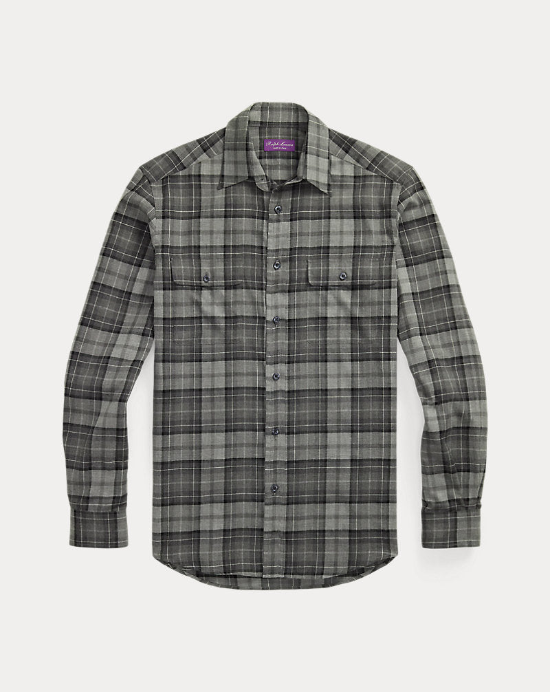 Plaid Twill Shirt Grey Melange
